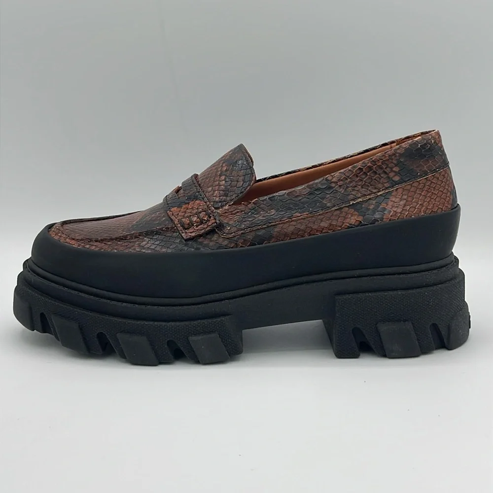 Ganni Embossed Snake Chunky Loafer